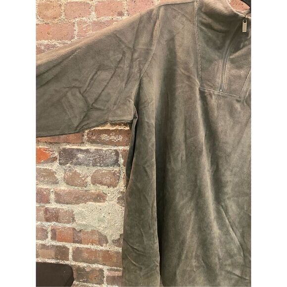 Lands’ End Super Soft Taupe Ribbed 1/4 Zip Long Sleeve Light Sweatshirt Women’s - Picture 3 of 16